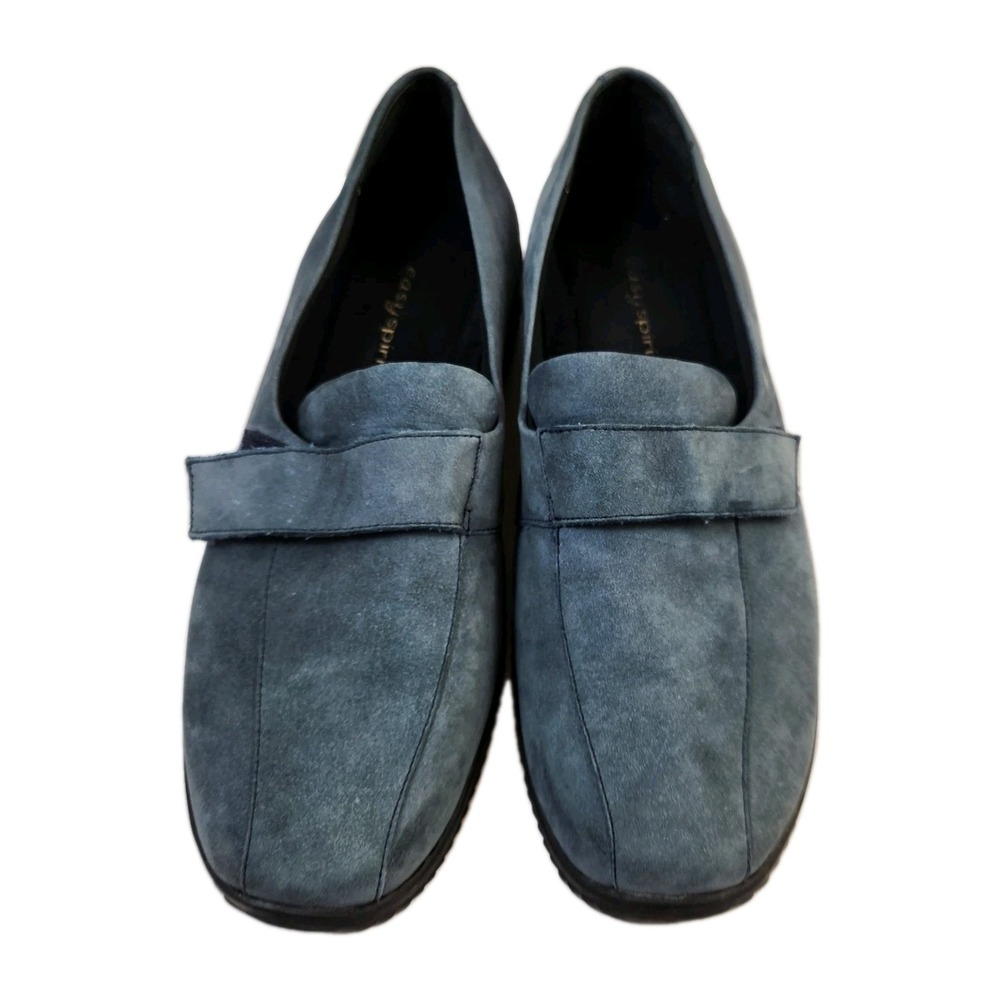 Easy Spirit Musthaves Blue Suede Slip On Loafers Womens Size US 8 W Comfort Shoe